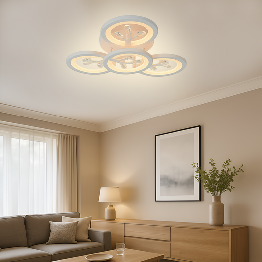 LED полилей с дистанционно управление и кристал DAISY 53W, 4 елемента, студена/топла/неутрална светлина, димируем, бял LED полилей с дистанционно управление Default Title Alessandro Design