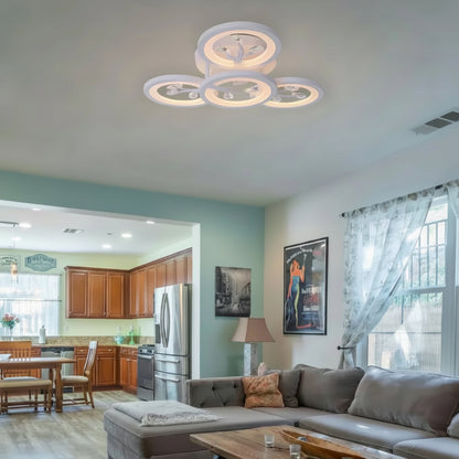 LED полилей с дистанционно управление и кристал DAISY 53W, 4 елемента, студена/топла/неутрална светлина, димируем, бял LED полилей с дистанционно управление Default Title Alessandro Design