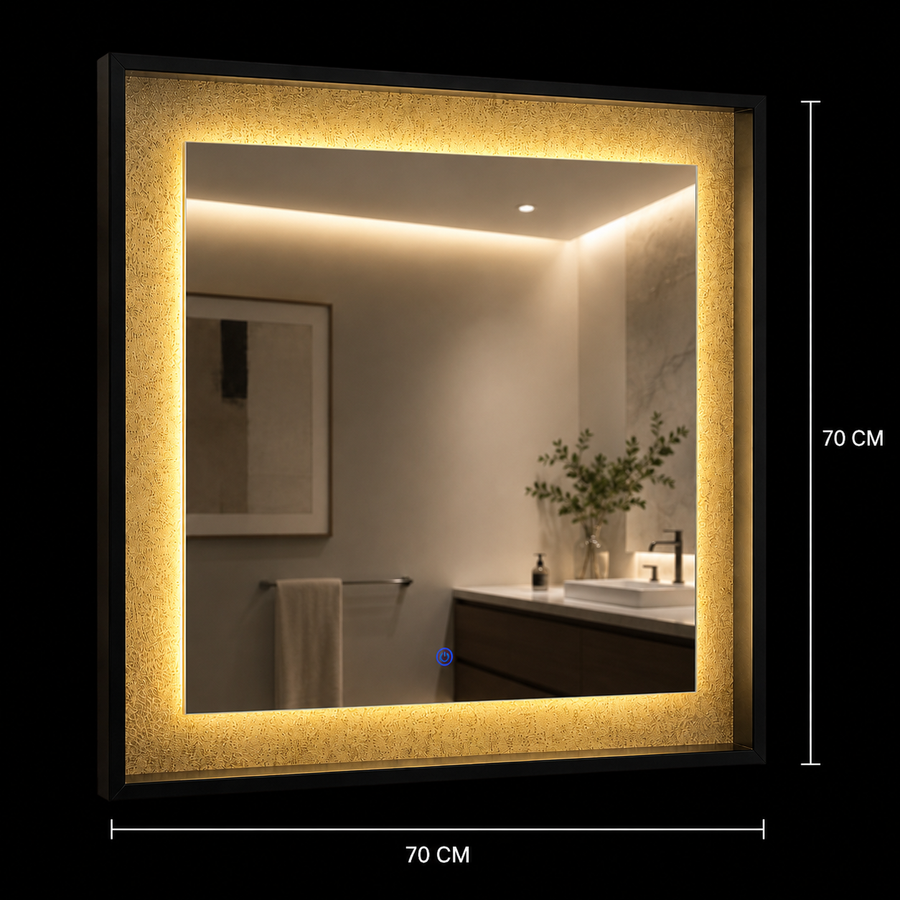 Giga LED огледало, 80x60cm, Silver, Touch, 6000K светлина