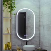 Овално LED огледало 50X80cm, Velara Touch, система против запотяване, димиране, студена светлина 6000K