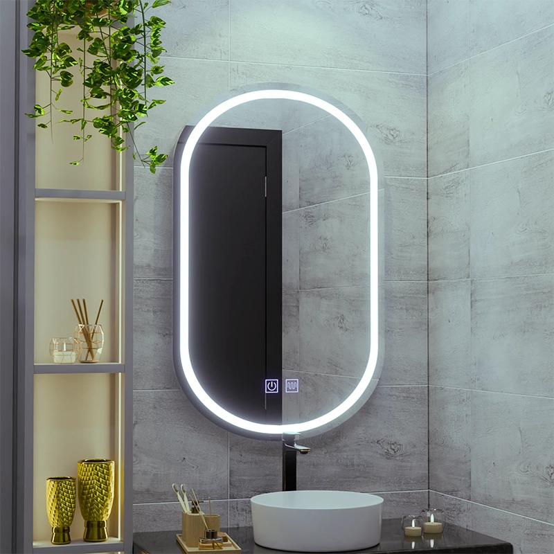 Овално LED огледало 50X80cm, Velara Touch, система против запотяване, димиране, студена светлина 6000K
