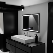 Правоъгълно LED огледало, 100x80 см, Verite Majeste Noir MotionGlow Marcello, система за обезпотяване, часовник и термометър, димируеми огледала Marcello Заглавие по подразбиране Alessandro Design
