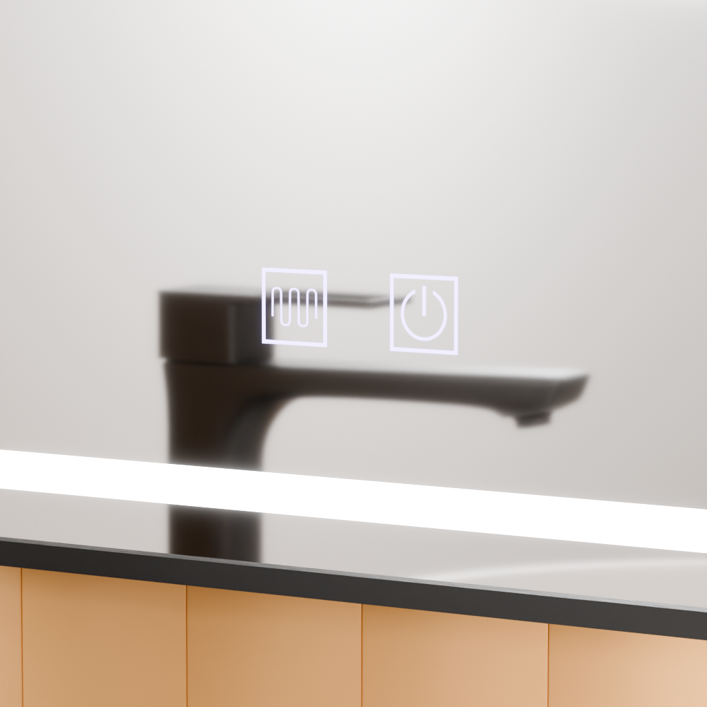 Правоъгълно LED огледало, 50x70 см, EDGE Touch, система против запотяване, огледала с черна рамка Korman E Заглавие по подразбиране Alessandro Design