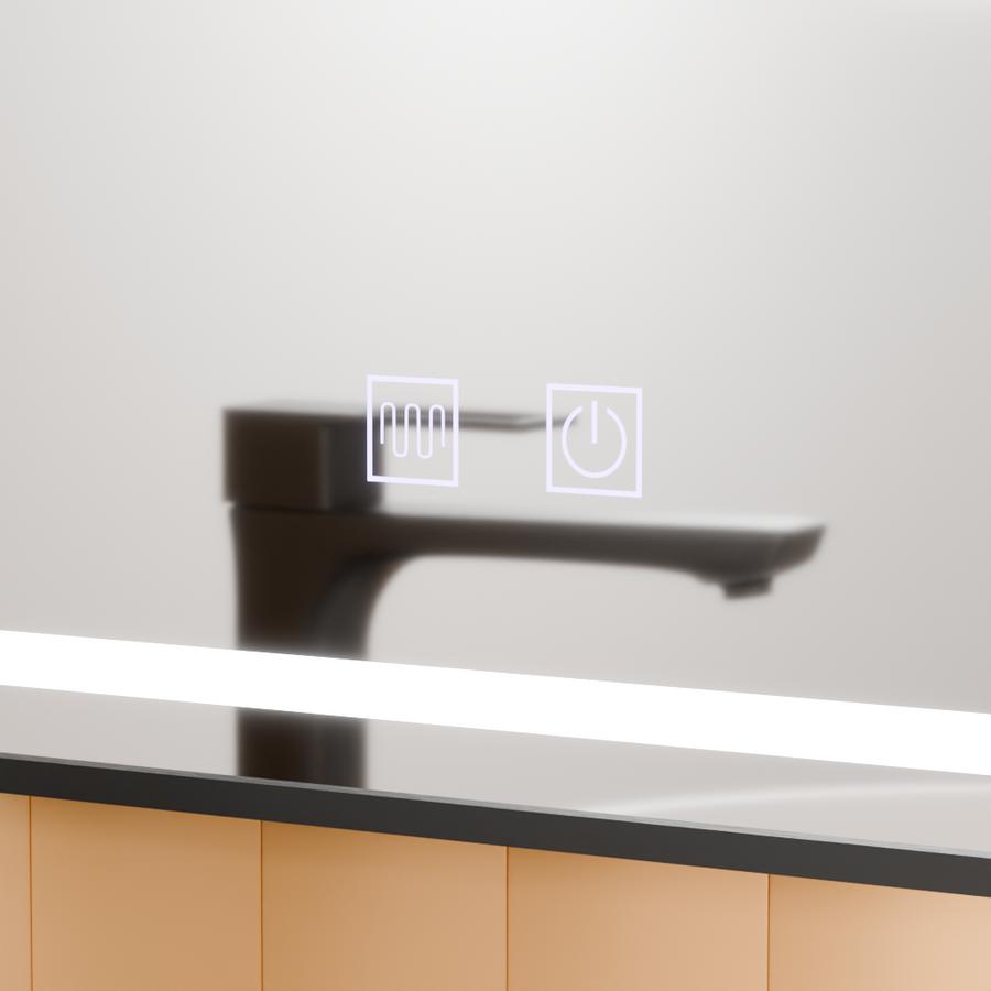 Правоъгълно LED огледало, 50x70 см, EDGE Touch, система против запотяване, огледала с черна рамка Korman E Заглавие по подразбиране Alessandro Design