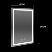 Правоъгълно LED огледало, 45x60cm, RADIANTE Touch, Demister System, Dimable