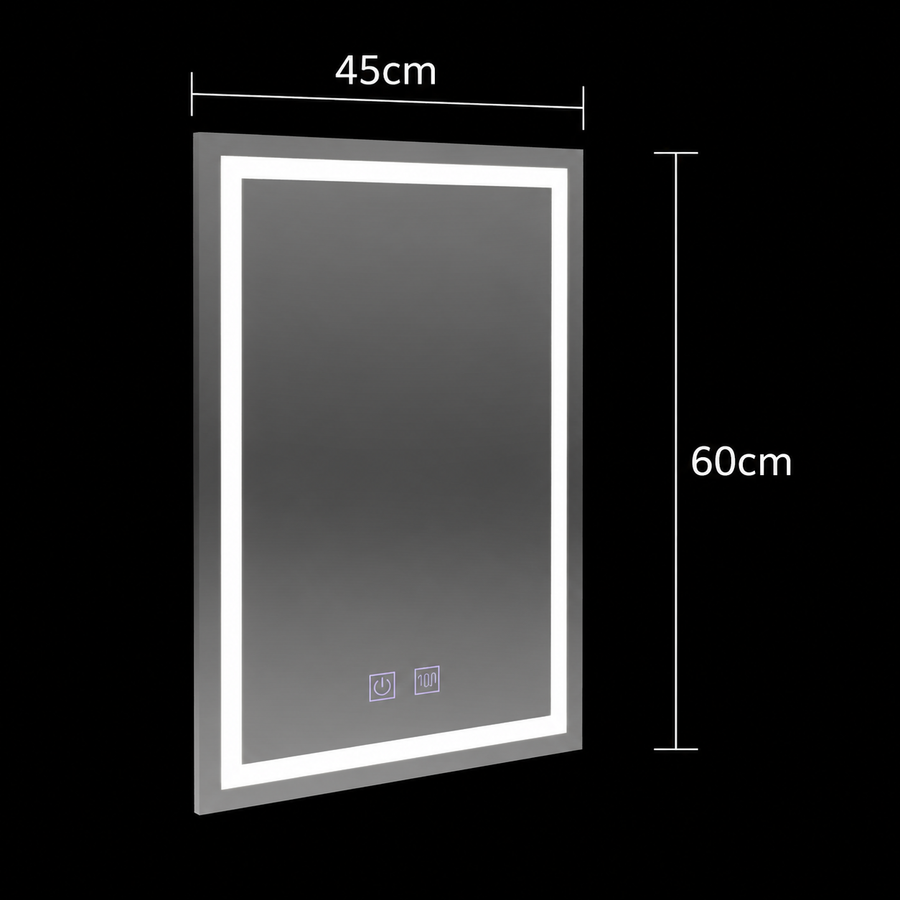 Правоъгълно LED огледало, 45x60cm, RADIANTE Touch, Demister System, Dimable