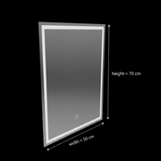 Правоъгълно LED огледало, 50х70см, РАМКА Basic Touch