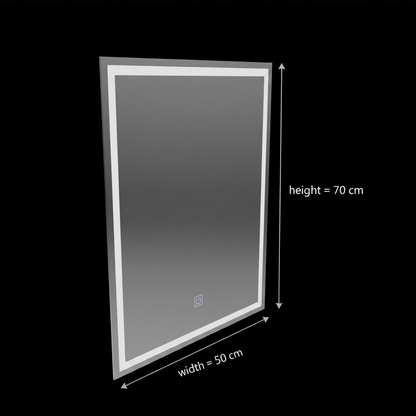 Правоъгълно LED огледало, 50х70см, РАМКА Basic Touch