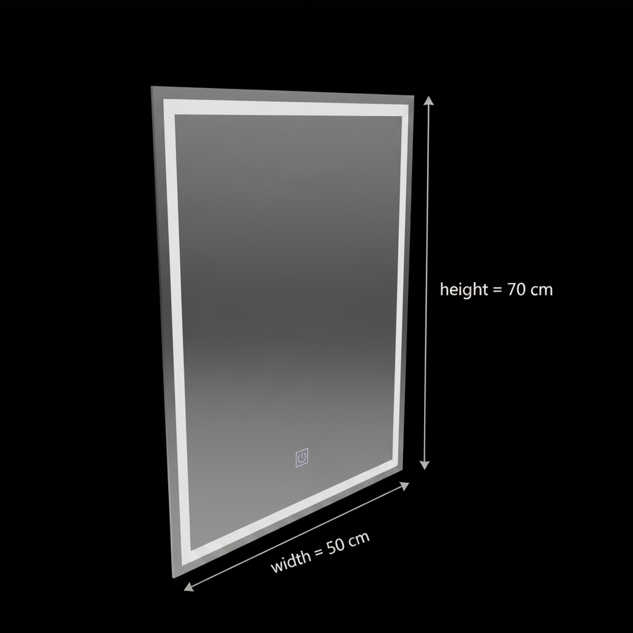 Правоъгълно LED огледало, 50х70см, РАМКА Basic Touch