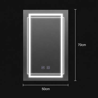 Правоъгълно LED огледало, 50x70см, KOVEN Touch, система против запотяване, димиране