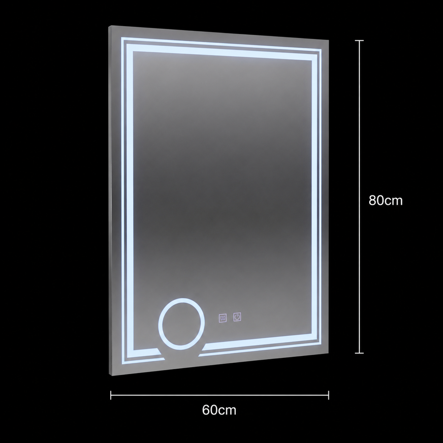Правоъгълно LED огледало, 60x80cm, CANTO Touch, Demister System, Dimable