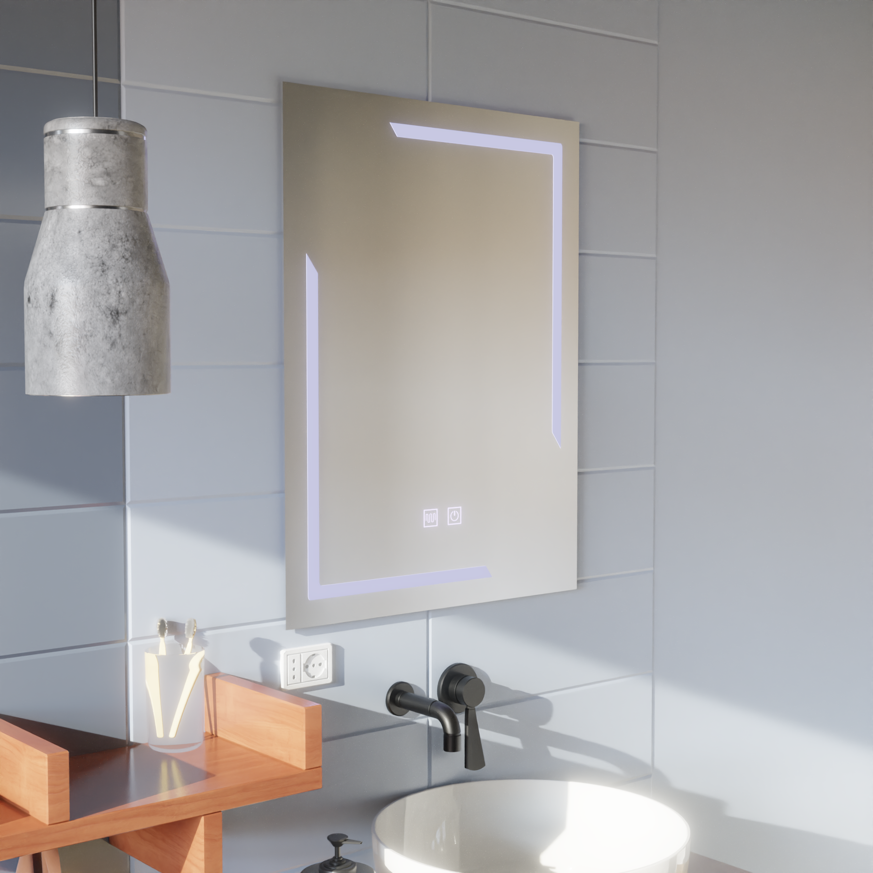 Правоъгълно LED огледало, 60x80cm, ECLISSA Touch, Demister System, Dimmable Mirrors Korman E Заглавие по подразбиране Alessandro Design
