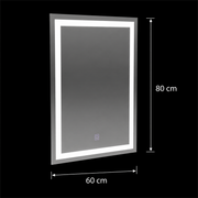 Правоъгълно LED огледало, 60х80см, РАМКА Basic Touch