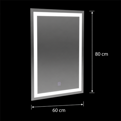 Правоъгълно LED огледало, 60х80см, РАМКА Basic Touch