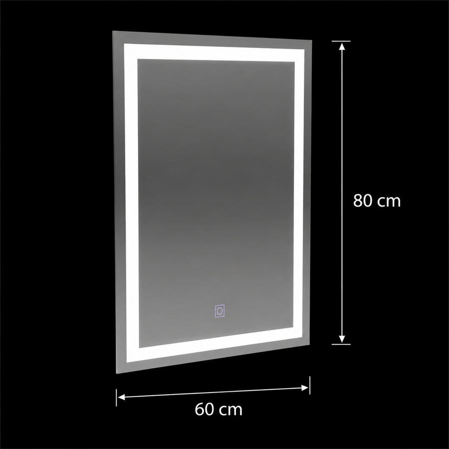 Правоъгълно LED огледало, 60х80см, РАМКА Basic Touch