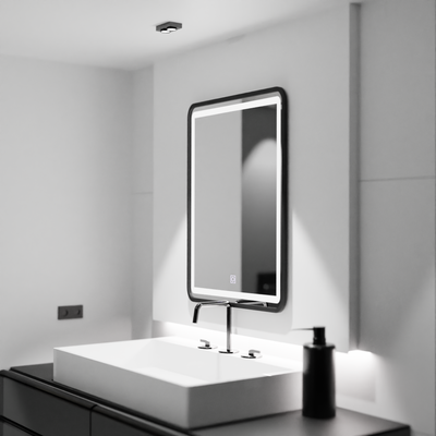 Правоъгълно LED огледало, 60х80 см, абажур Basic Touch