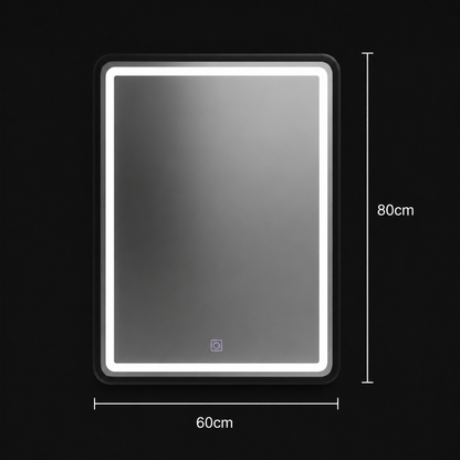 Правоъгълно LED огледало, 60х80 см, абажур Basic Touch