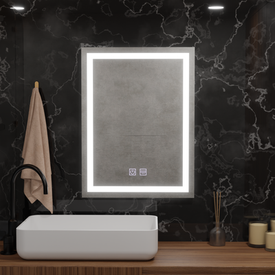 Правоъгълно LED огледало, 60x80 см, RADIANTE Touch, студена светлина, система против запотяване, димиране