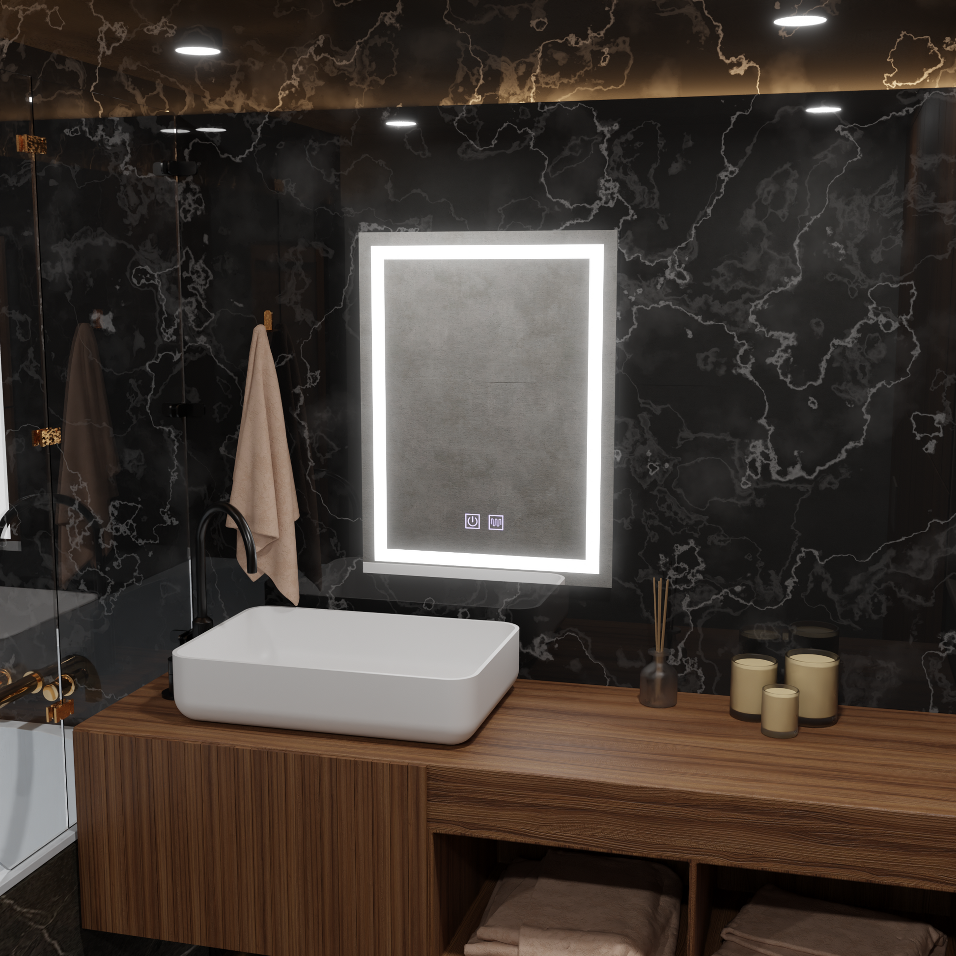 Правоъгълно LED огледало, 45x60cm, RADIANTE Touch, Demister System, Dimmable Mirrors Korman E Заглавие по подразбиране Alessandro Design