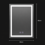 Правоъгълно LED огледало, 60x80 см, RADIANTE Touch, студена светлина, система против запотяване, димиране