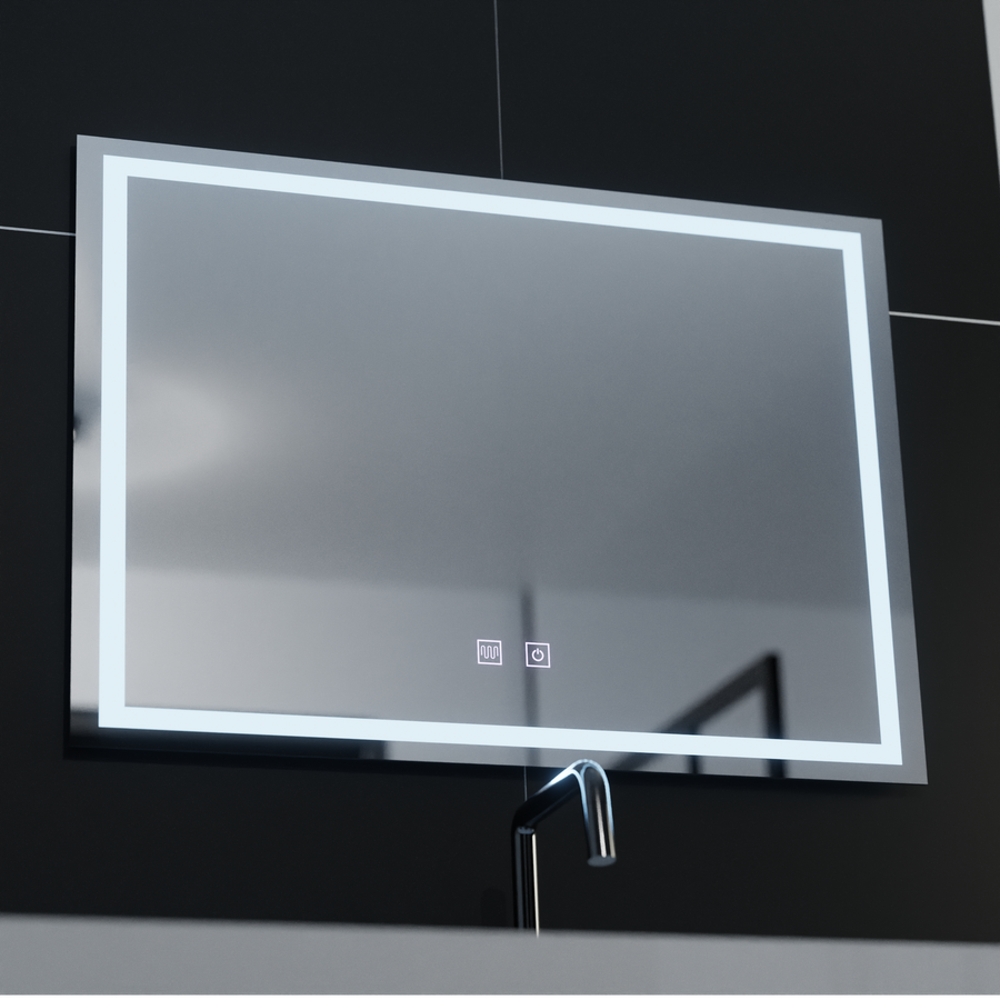 Правоъгълно LED огледало, 70x50 см, RADIANTE Touch, система против запотяване, димируемо огледало за баня с LED и противозамъгляване Заглавие по подразбиране Alessandro Design