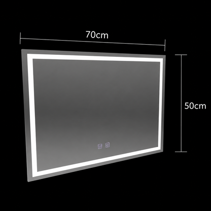 Правоъгълно LED огледало, 70x50cm, RADIANTE Touch, Demister System, Dimable
