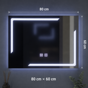Правоъгълно LED огледало, 80x60cm, ECLISSA Touch, Demister System, Dimable