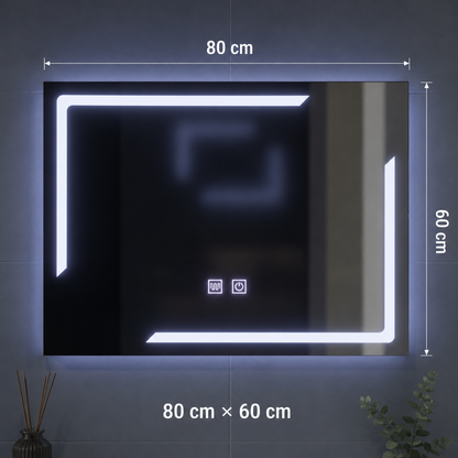 Правоъгълно LED огледало, 80x60cm, ECLISSA Touch, Demister System, Dimable