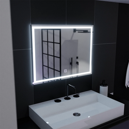 Правоъгълно LED огледало, 80х60см, РАМКА Basic Touch