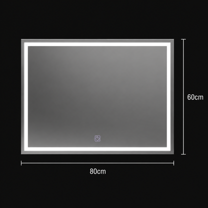Правоъгълно LED огледало, 80х60см, РАМКА Basic Touch