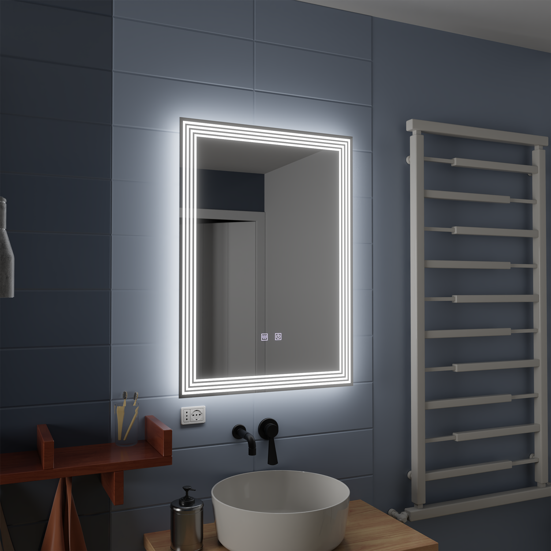 Правоъгълно LED огледало, Demister, 50x70cm, ADIS Basic Touch Mirrors Korman E Заглавие по подразбиране Alessandro Design
