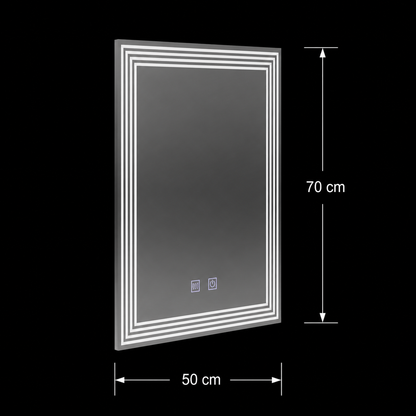 Правоъгълно LED огледало, Demist, 50x70cm, ADIS Basic Touch