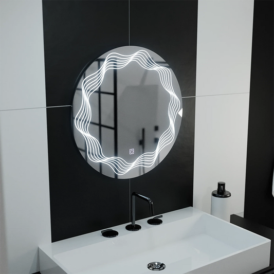 LED кръгло огледало 60 см, Flusso Touch, система против запотяване, димиране