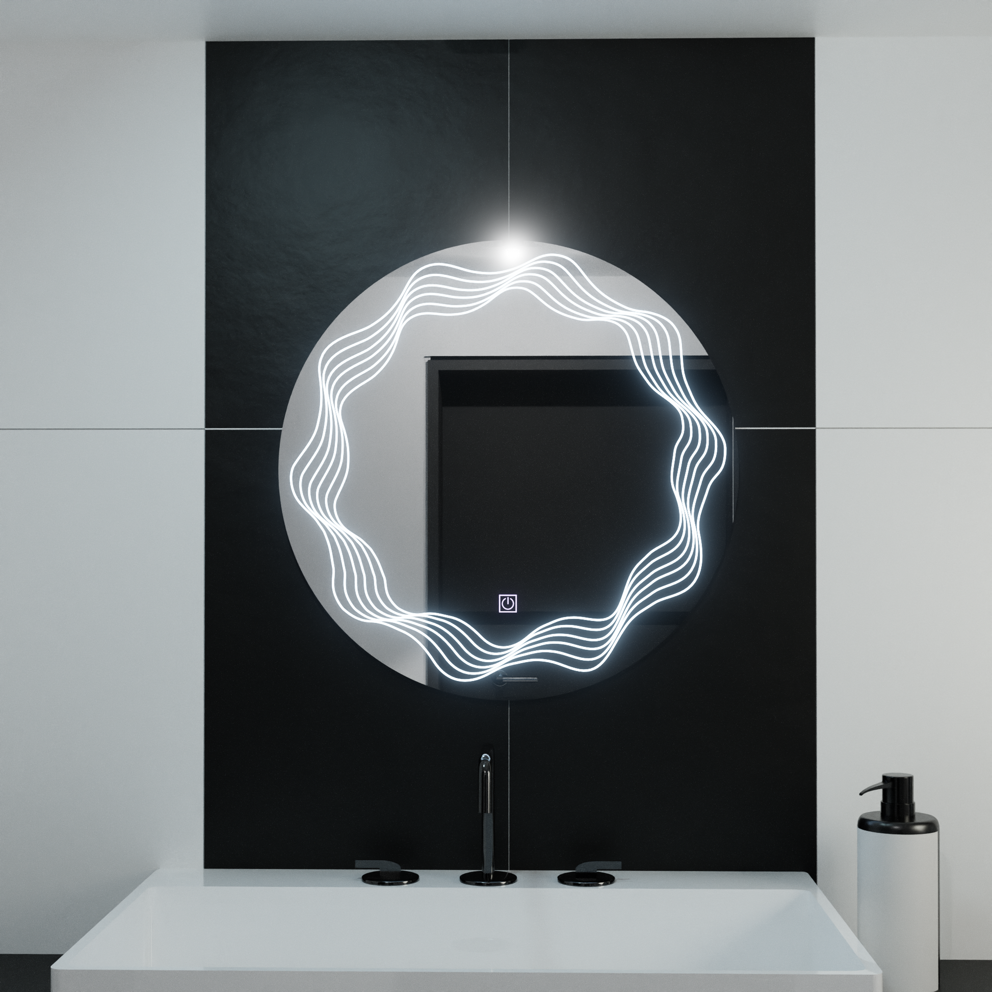 LED кръгло огледало 60 см, Flusso Touch, система против запотяване, затъмняващи се огледала Korman E Заглавие по подразбиране Alessandro Design