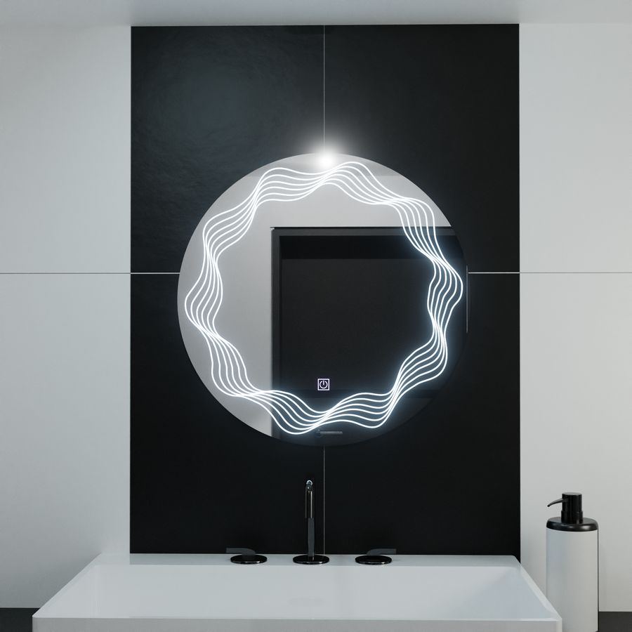 LED кръгло огледало 60 см, Flusso Touch, система против запотяване, затъмняващи се огледала Korman E Заглавие по подразбиране Alessandro Design