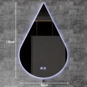 Touch River LED огледало, 52 W, система против запотяване, 80X120 см, форма на капка