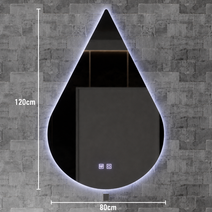 Touch River LED огледало, 52 W, система против запотяване, 80X120 см, форма на капка