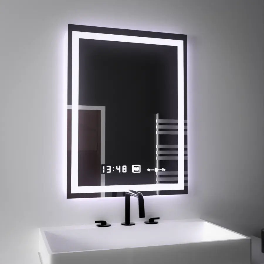 Правоъгълно LED огледало, 45x60 см, Verite MotionGlow Marcello, система за обезпотяване, часовник и термометър, димируеми огледала Marcello Заглавие по подразбиране Alessandro Design
