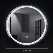 Кръгло LED огледало, 50 см, основно докосване
