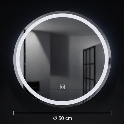Кръгло LED огледало, 50 см, основно докосване
