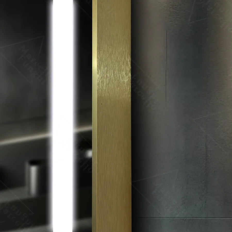 Правоъгълно LED огледало, 60x80 см, Verite Royale Gold MotionGlow Marcello, система за обезпотяване, часовник и термометър, димируеми огледала Marcello Заглавие по подразбиране Alessandro Design