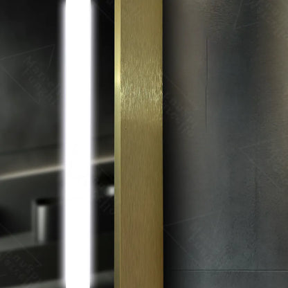 Правоъгълно LED огледало, 60x80 см, Verite Royale Gold MotionGlow Marcello, система за обезпотяване, часовник и термометър, димируеми огледала Marcello Заглавие по подразбиране Alessandro Design