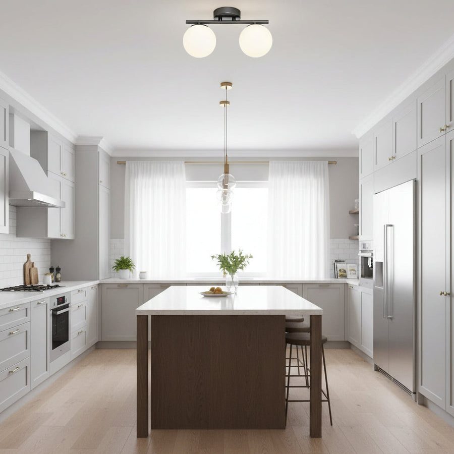 Lustra LED si cristal ORI, 30cm, 2xG9, Globuri, Negru