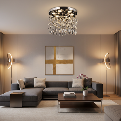 Кристален LED полилей LLC210/550CH кръгъл, 30W, студена/топла/неутрална светлина, кристал, блестящ хром