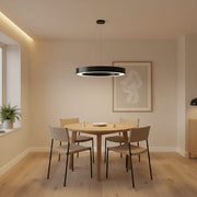 Lustra LED suspendata ANGLE, D52cm, 25W, Inaltime Reglabila, Lumina Rece, Negru, Metal si Acril