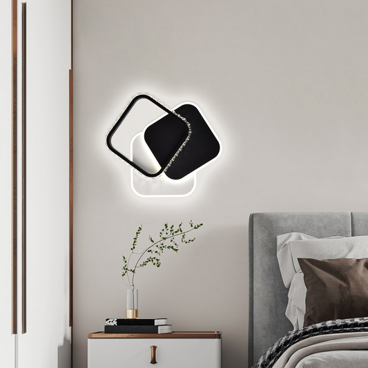Кристален LED полилей PRISMIQ 39W, 3 квадрата, Студена/Топла/Неутрална светлина, Черни LED полилеи Заглавие по подразбиране Alessandro Design