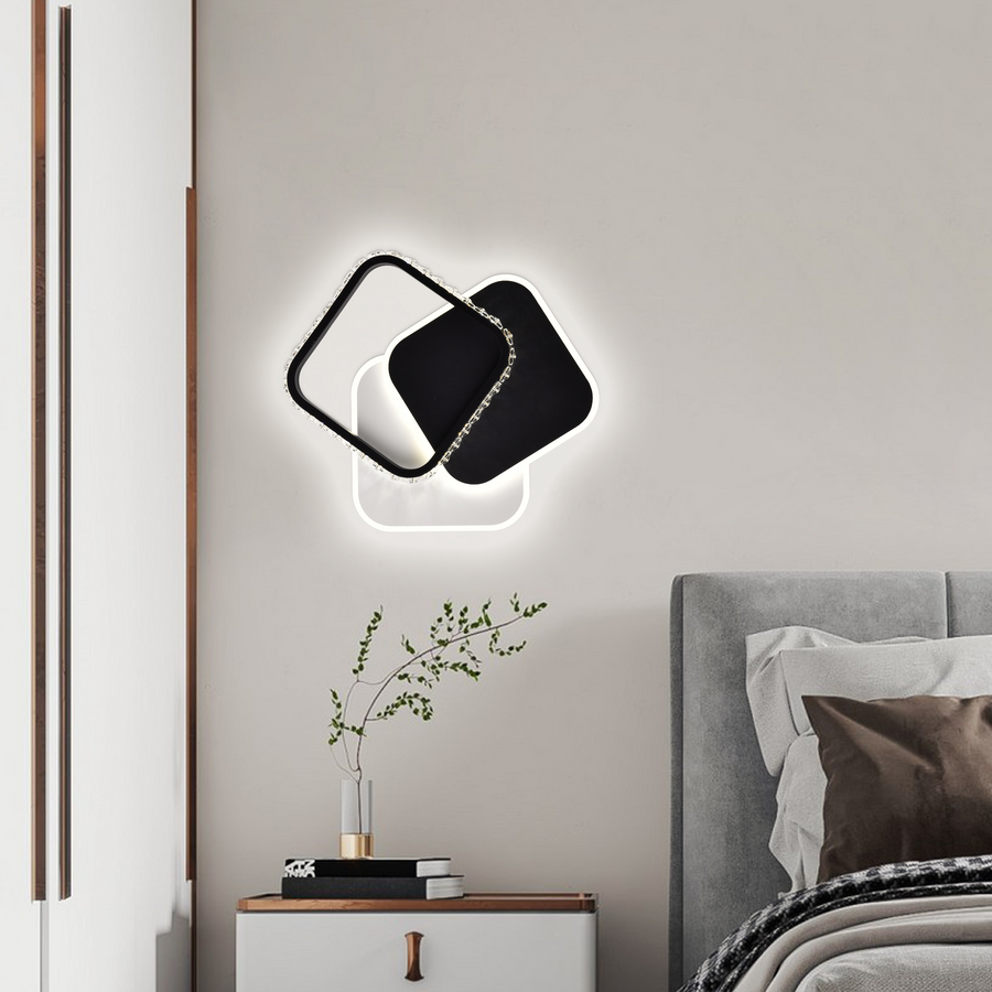 Кристален LED полилей PRISMIQ 39W, 3 квадрата, Студена/Топла/Неутрална светлина, Черни LED полилеи Заглавие по подразбиране Alessandro Design