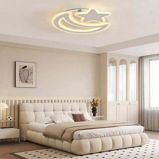 LED полилей с дистанционно CORALIA 90W, Луна и звезда, Студена/Топла/Неутрална светлина Димируеми бели LED полилеи с дистанционно управление Заглавие по подразбиране Alessandro Design