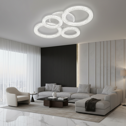 Linnea LED полилей с дистанционно управление, 74W, 3000K/4000K/6000K, димируем, бял, Crystals LED полилей с дистанционно управление Заглавие по подразбиране Alessandro Design