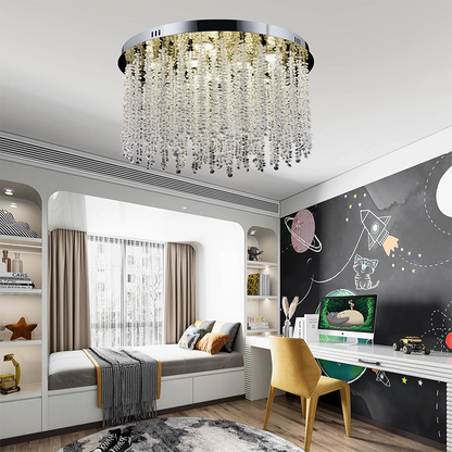 Кристален LED полилей LLC215/400WH кръгъл, 22W, студена/топла/неутрална светлина, кристал, злато